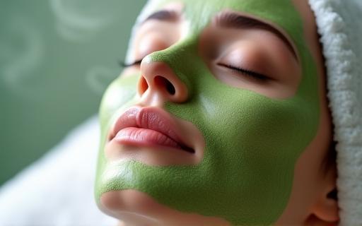 Face masked with organic ingredients during facial treatment
